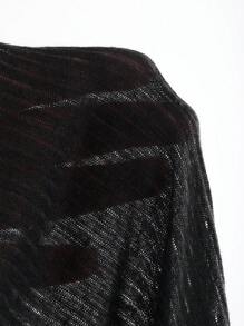 Mock Neck Lettuce Trim Tee Without Bra Long Sleeve Top - Black - View 4