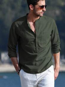 NITAGUT 男士休闲简约透气长袖衬衫