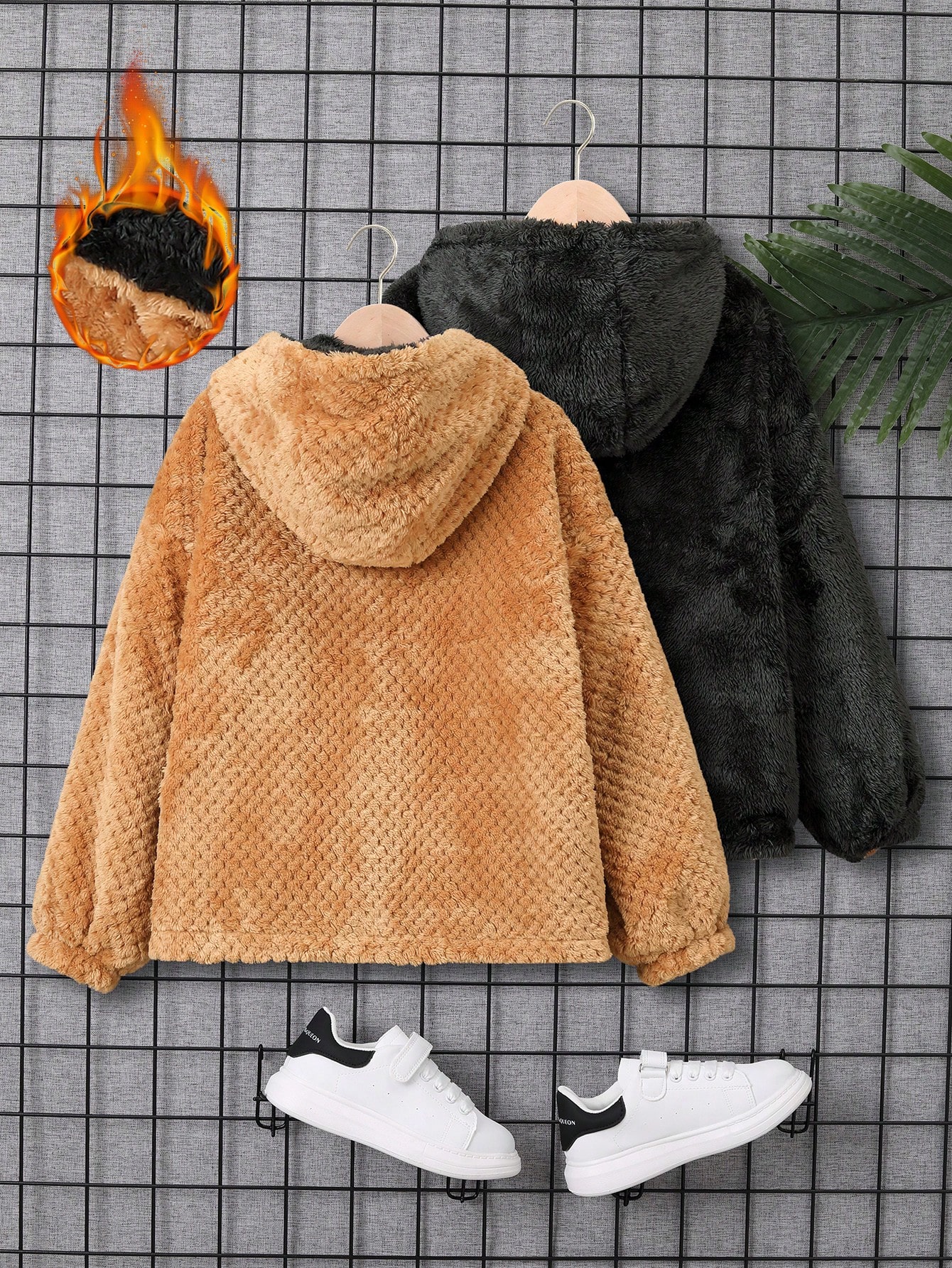 Parka réversible kaki et sherpa marine garçon