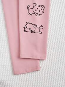 女大童3入組卡通圖案緊身打底褲 - 黑色 - 查看 5