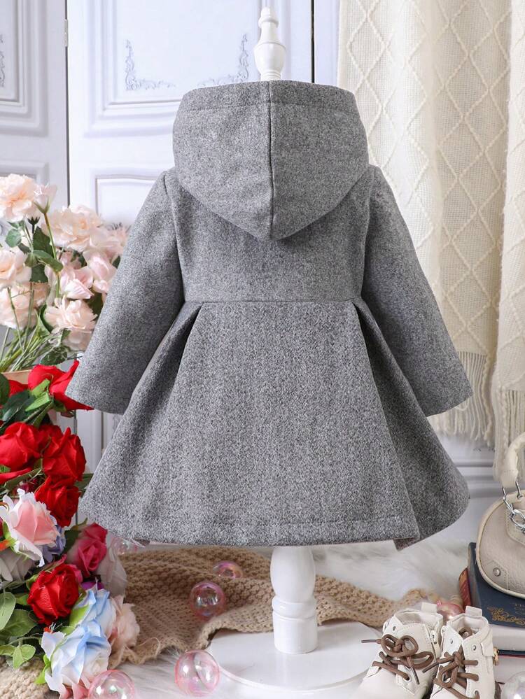 Baby Girl 1pc Bow Front Hooded Overcoat