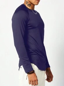 Manfinity Sport Corelite Hombres Camiseta deportiva unicolor de manga raglán - Azul - Ver 3