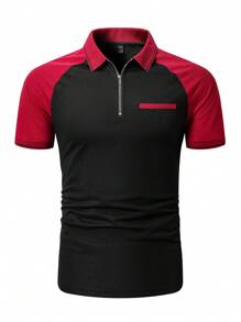 Manfinity Homme 男士拼色插肩袖 Polo 衫 - 彩色 - 查看 4