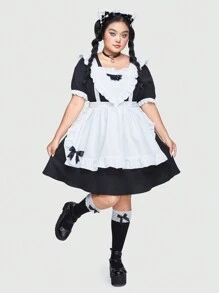 ROMWE Kawaii 大碼女性彩塊女僕cosplay服飾 - 黑與白 - 查看 1