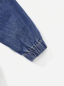 Tienermeisje Borgkraag Klepdetail Oversized Teddyuitlijning Spijkerjas