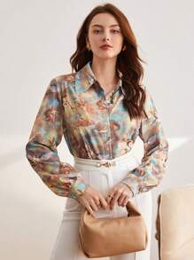 BizChic 人像圖案前紐扣襯衫 - 彩色 - 查看 7