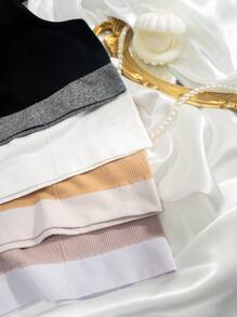 Talla grande 4 piezas Sujetador tejido de canalé de color combinado - Multicolor - Ver 5