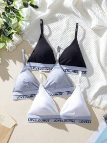 EasyFave 3 pièces Bralette À Lettres