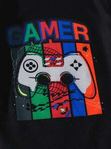Young Boy Gamepad & Letter Graphic Snug Fit PJ Set - Black - View 8