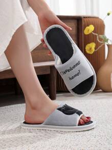Fall/Winter Lucky Cat Open Toe Indoor House Slippers For Women With Non-Slip & Noiseless Sole, Cute Cat Design