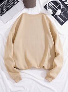 SHEIN Essnce 山和字母圖案加絨內裏運動衫