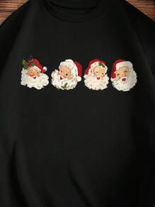 INAWLY Sudadera con estampado navideño y forro térmico, sudadera de otoño - Negro - Ver 5