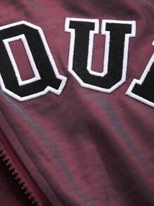 Dazy Star 字母圖形褶皺袖飛行員外套 - 紫色 - 查看 7