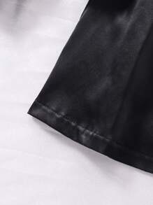 SHEIN Cô Gái Trẻ Cổ áo tương phản Ống tay áo Đầm - màu đen - Xem 6