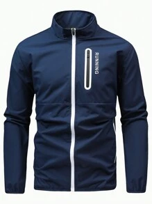 Manfinity Sport Corelite Áo khoác thể thao có họa tiết chữ cái dành cho nam - Màu xanh lam - Xem 1