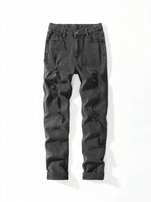 Tween Boy Ripped Slant Pocket Jeans - Black - View 1