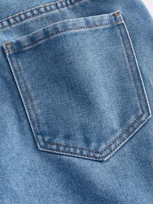 SHEIN MOD 女式工裝牛仔褲 - 淺色水洗藍 - 查看 4