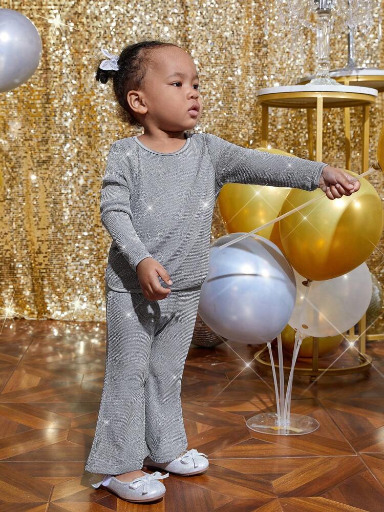 Baby Girl Solid Tee & Flare Leg Pants"Mommy&Me"(3 sets are sold separately)