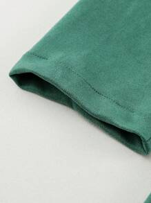 SHEIN Clasi Plus Lapel Neck Belted Coat - Green - View 3