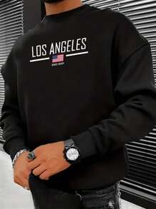 Nam Đồ họa Chữ cái Thả vai Áo nỉ - màu đen - Xem 1