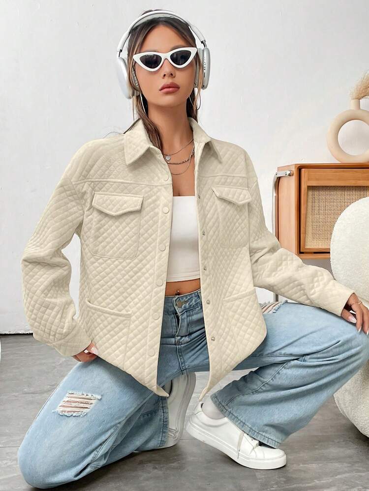 Flap Pocket Drop Shoulder Coat