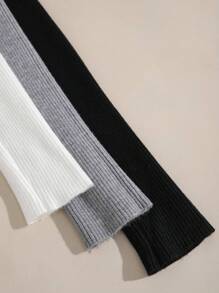 Airaco 3pcs Mock Neck Ribbed Knit Sweater,Long Sleeve Tops Knit Pullover Fall Winter Outfit - Multicolor - View 4