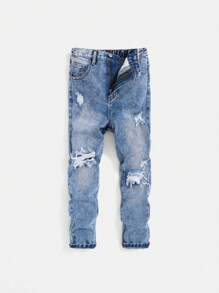 SHEIN 青少年男孩休閒牛仔褲 - 中等水洗藍 - 查看 1