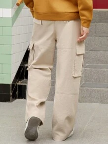 Manfinity Hypemode Loose Fit Men's Cargo Pants With Slant Pockets - Grey - View 2