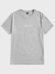 Manfinity RebelGame 男士熊和標語圖案T恤 - 灰色 - 查看 2