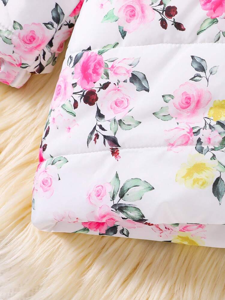 Baby Girl Floral Print Padded Coat