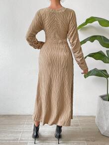 SHEIN Privé Vestido línea A unicolor - Caqui - Ver 2