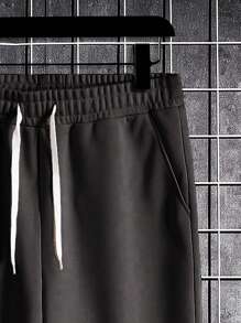 Manfinity Hypemode Pantalones De Sudadera Para Hombre Con Cintura Ajustable Y Bolsillos Inclinados Sueltos - Negro - Ver 4