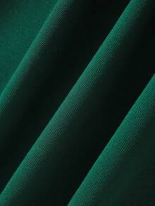 SHEIN EZwear Plus Size Letter Graphic Kangaroo Pocket Drawstring Thermal Lined Sweatshirt - Green - View 5