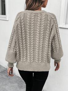 Chiquease Xoắn Dan Tay Raglan Áo len - Màu Khaki - Xem 2
