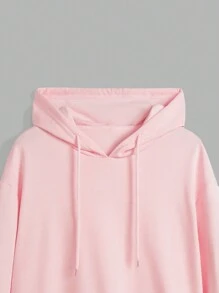 ROMWE Kawaii 抽繩連帽衛衣帶3D耳朵和翅膀設計 - 粉色 - 查看 3