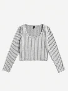 SHEIN Essnce Plus 3pcs Scoop Neck Ribbed Knit Tee - Multicolor - View 7