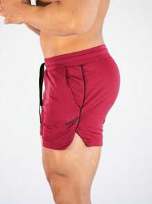 Manfinity Sport Corelite Boyfriend Style Men Contrast Trim Drawstring Waist Sports Shorts Gym Shorts
