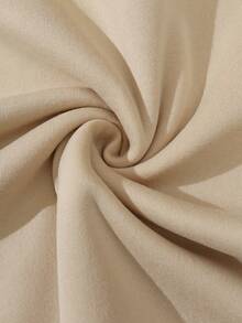 SHEIN EZwear 仙人掌和標語圖案加絨內裏運動衫&運動短褲 - 杏色 - 查看 7