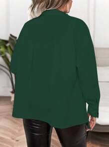 Calvaya 大碼翻蓋口袋落肩袖翻蓋口袋襯衫