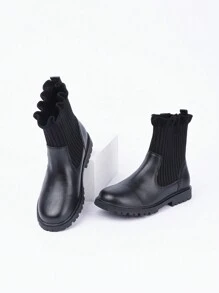 Girls' Flat Boots - Black - View 1