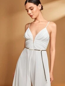 SHEIN Belle Faux Pearl Decorated Luxurious Waist Chain Elegant - Black - View 5