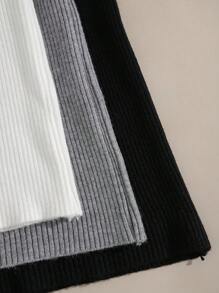 Airaco 3pcs Mock Neck Ribbed Knit Sweater,Long Sleeve Tops Knit Pullover Fall Winter Outfit - Multicolor - View 6