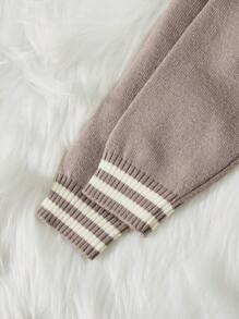 Đứa bé trai Mẫu chữ Tay Raglan áo có mũ Áo len Mở - Cà phê nâu - Xem 8