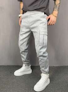 Manfinity Hypemode Nam Túi bên cạnh Eo dây rút Quần thể thao - Màu Xám nhạt - Xem 3