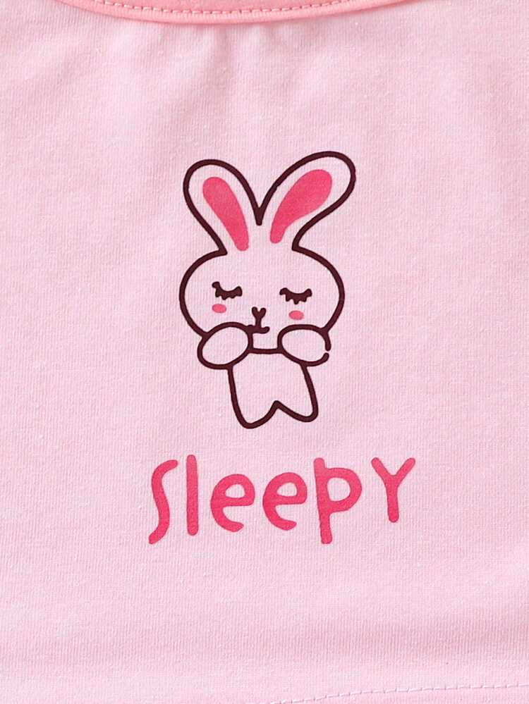 Young Girl 3pcs Letter & Cartoon Graphic Underwear Cami Top