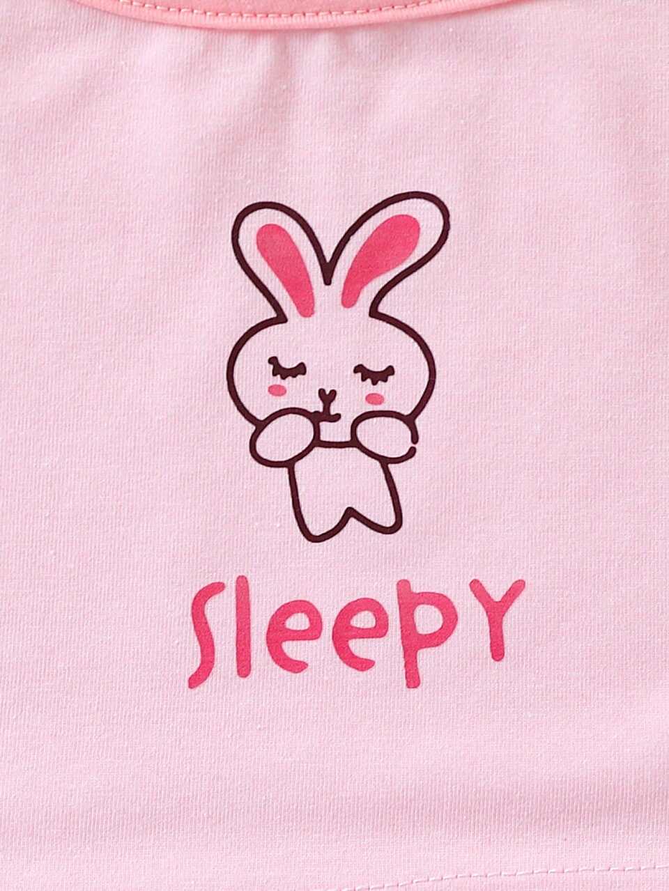 Young Girl 3pcs Letter & Cartoon Graphic Underwear Cami Top