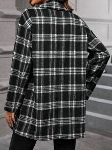 SHEIN Clasi 格紋印花雙排釦花呢外套 - 彩色 - 查看 3