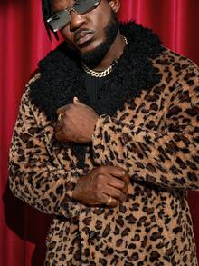 GENTILAND Áo khoác lót gấu in họa tiết da báo rộng rãi cho nam cỡ lớn - Nhiều màu - Xem 5