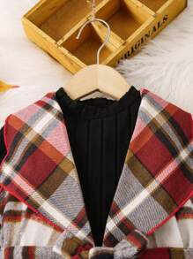 SHEIN Genkimix Kids Cô Gái Trẻ In kẻ sọc Thắt lưng Áo vest & Áo thun & quần - Nhiều màu - Xem 4