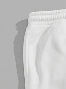 GENTILAND 男士標語圖案腰部抽繩衛褲 - 白色 - 查看 6